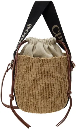 Chlo&eacute; Beige Mifuko Edition Small Woody Basket Bag