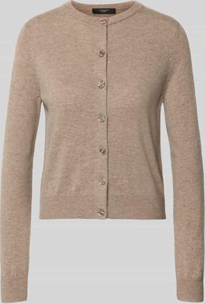Max Mara Slim Fit Strickjacke aus Woll-Kaschmir-Mix Modell NEBBIA in Taupe, Größe XXL