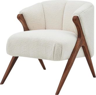 New Pacific Direct Florence Faux Shearling Fabric Accent Chair Brown Legs