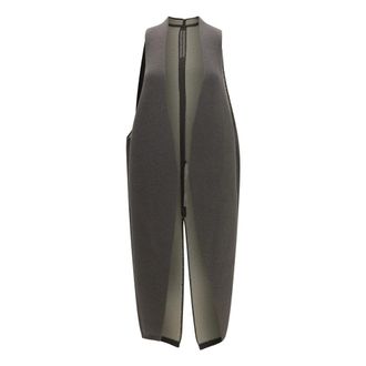 Rick Owens Lang vest van wol en schapenvacht - Dames - Jassen - Grijs - Maat: M Wol