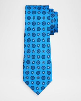 Kiton Men & apos;s Silk Floral Medallion 7-Fold Tie
