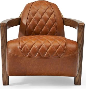 Pasargad Home Top Grain Leather Lounge Chair