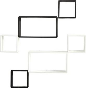 Nearly Natural 15-in Modern Wall Art D&eacute;cor Floating Shelves in Black/white at Nordstrom