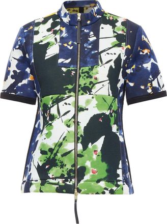 Marni multicolor paint print scuba leather zip short sleeve coat IT42 M