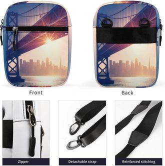 Generic Illuminated San Francisco Skyline Crossbody Bag Adjustable Satchel Cute Shoulder Bag Lightweight Sling Bags