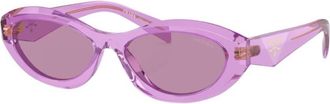 Prada Dark Violet with Silver Internal Mirror Oval Ladies Sunglasses PR 26ZS 13R07Q 55