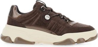 Pinko Pinko, Schoenen, Dames, Bruin, 36 EU, Nylon, Sneakers met craquel&eacute;-effect panelen