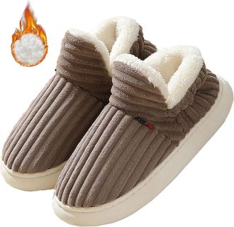 Generic Slipper Booties For Women Men Cozy, Cozy Cloud Stylish Slipper Fuzzy Plush Booties with Thick Sole Anti-Slip Comfort Design (Khaki,2)