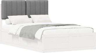 vidaXL Bed Frame with Upholstered Headboard Light Grey 120 x 190 cm vidaXL