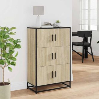 Berkfield Home Highboard Sonoma Oak 68x35x106.5 cm Engineered Wood & Metal in Light Brown