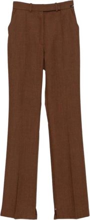 Elisabetta Franchi Wool Broeken - Dames - Straight fit broeken - Bruin - M - Wol - Broeken