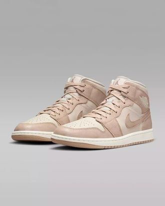 Nike Air Jordan 1 Mid SE FJ3448-200 Sneakers Womens Light Brown Lace Up TF551