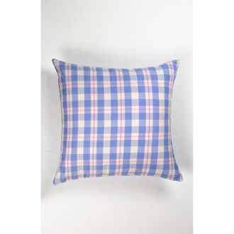 Archive New York Handwoven Classic Gingham Square Cotton Throw Pillow in Light Blue Plaid at Nordstrom, Size 20X20