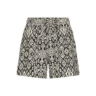 Ichi Ichi - Zwarte Diamant Ikat Shorts - Dames - Korte broeken - Veelkleurig - Maat: XS Linnen