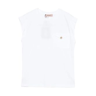 Twinset T-Shirts, female, White, Size: S Pocket Button Detail T-shirt