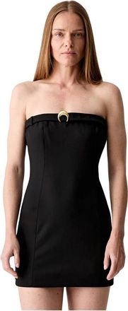 Marine Serre Jurk van scheerwol twill - Dames - Korte kleedjes - Zwart - S - Wol - Kleedjes