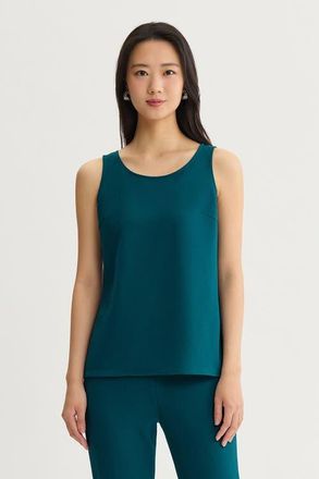 Ming Wang Stretch Deco Crepe Scoop Neck Tank in Deep Teal at Nordstrom, Size Xx-Small