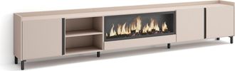 Skraut Home Skraut Home - Mueble Tv, Televisi&oacute;n, Muebles De Sal&oacute;n, Almacenaje, 315x35x61cm, Para Tv Hasta 80, Chimenea El&eacute;ctrica Xxl, Dise&ntilde;o Industrial, Estilo Mo