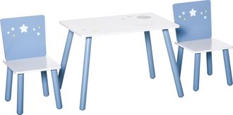 HOMCOM Mesa para ni&ntilde;os 60x40x43 cm blanco y azul