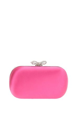 Self Portrait Bright Pink Satin Bow Clutch