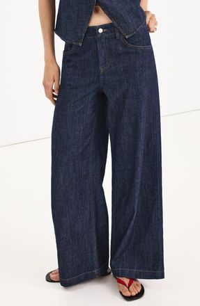 Mango Wide Leg Rinse Wash Jeans in Open Blue at Nordstrom, Size 12