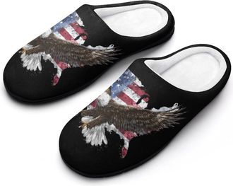 Generic USA Ea-gles Flag Men Slippers Funny House Shoes Cotton Slipper for Indoor Outdoor