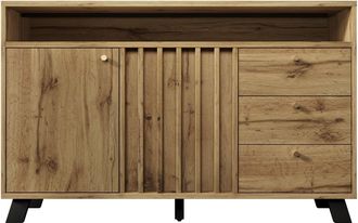 Urban Meuble Aparador vintage de madera oscura con puertas de listones y 3 cajones