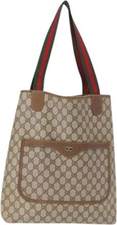 Gucci Pre-owned Tote Bags, female, Beige, Size: ONE SIZE Pre-owned Canvas Tote Bag