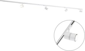 QAZQA Moderno Sistema de riel moderno trifásico blanco con 4 focos 3000-4000K - Ruler 38 Aluminio /Acero /Plástico Alargada Incluye led Max. 4 x 25 Watt