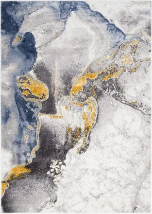 Tapiso Alfombra de salón oro azul crema gris 80 x 150 cm