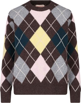 &Daughter Multicolor Argyle Pattern Knitted Sweater with Cropped Fit