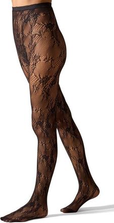 MeMoi Floral Net Sheer Tights in Black at Nordstrom, Size Medium