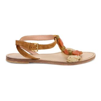 Alberta Ferretti Sandal with flat sole - female - Alberta Ferretti - Flat Sandals - Brown - 7 UK - Shoes