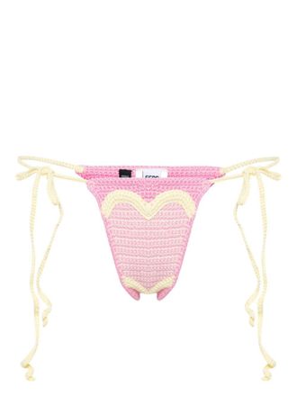 GCDS Heart crochet-knit bikini bottoms - women - Cotton - L - Pink