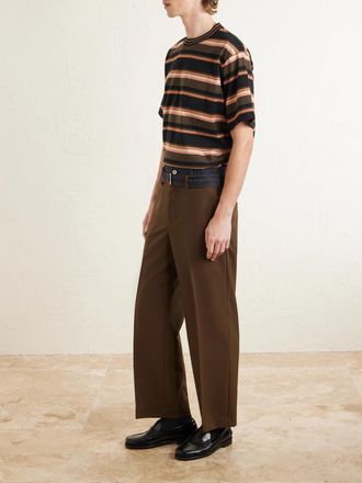 sacai Striped Cotton-Jersey T-Shirt