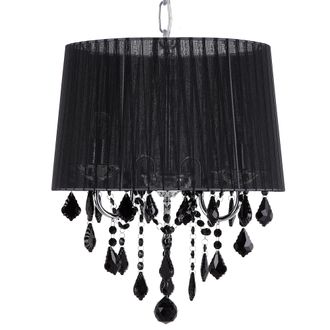 Beliani L&aacute;mpara De Techo Negra 120 Cm 3 Luces Pantalla Tambor Evans