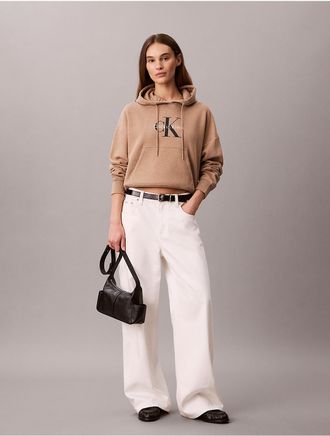 Calvin Klein Jeans Calvin Klein Womens Monologo Fleece Hoodie - Brown - XL