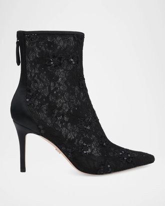 Badgley Mischka Raya 85MM Lace Ankle Boots