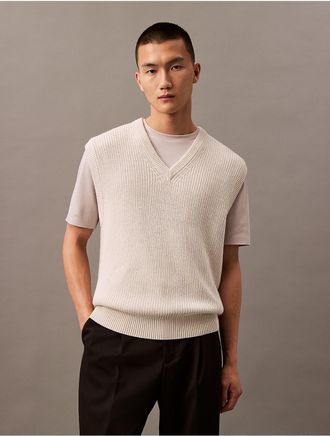Calvin Klein Jeans Calvin Klein Mens Smooth Cotton V-Neck Vest - White - 2XL