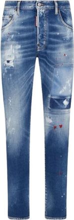 Dsquared2 Skater Jeans met Patches - Heren - Slim Fit Broeken - Blauw - S - Katoen - Broeken