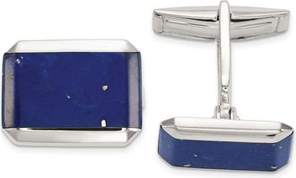 Diamond2Deal Sterling Silver Rectangle Lapis Cuff Links