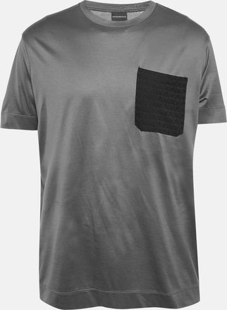 Emporio Armani Grey Embroidered Pocket Jersey T-Shirt