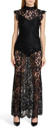 Wayf Cosette Semisheer Lace Maxi Skirt in Black at Nordstrom Rack, Size X-Small