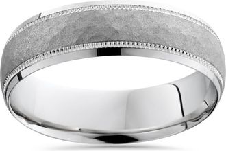 Pompeii3 Hammered Wedding Band 14K White Gold Size Selectable