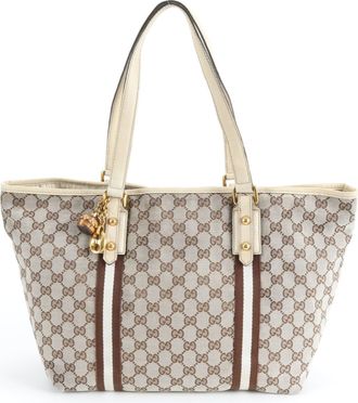 Gucci Beige Canvas Leather Handbag Tote Bag (Pre-Owned)