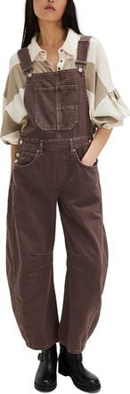 Free People We The Free Good Luck Denim Overalls in Chocolate Mousse at Nordstrom, Size X-Large