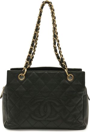 Chanel Matelasse Black Grained Calfskin Shoulder Bag Tote Bag (Pre-Owned)