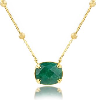MAX + STONE 18k Gold Over Sterling Silver 6 Ct.10x12MM Cushion Cut Gemstone Necklace