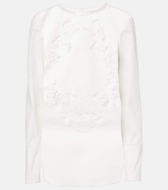 Oscar De La Renta Blusa in cotone con ricamo