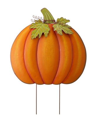 Glitzhome Handmade Fall Oversized Metal Pumpkin Yard Stake / Wall Decor